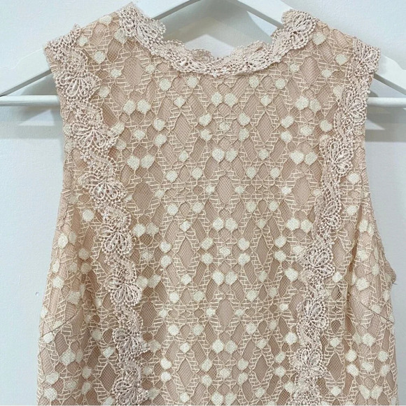 JOA Lace Midi Dress Neutral Beige Size M – Formal Wedding Guest Cocktail NEW - Picture 6 of 17